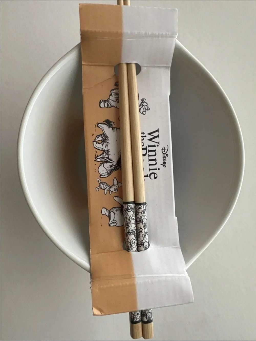 Disney White Eeyore Ceramic Serving Bowl with Chopsticks